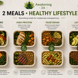 Healthy meal prep South Africa Meal prep Johannesburg Healthy meal delivery Fresh prepared meals Weight loss meal plan Muscle gain meal plan Healthy lifestyle meal plan High-protein meal prep Low-carb meal delivery Vegetarian meal prep Portion-controlled meals Chef-prepared meals Weekly meal plans Monthly meal plans Healthy food delivery South Africa Clean eating meal prep Fitness meal prep Fresh healthy meals Convenient healthy meals Awakening ZA Meal Prep