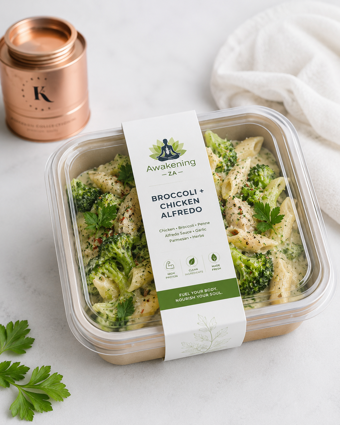 Broccoli Chicken Alfredo Chicken Alfredo Meal Prep Healthy Chicken Alfredo High Protein Pasta Healthy Pasta Meal Healthy Meal Prep South Africa Meal Prep Johannesburg Healthy Lunch Healthy Dinner Fresh Prepared Meals Healthy Food Delivery Fitness Meals Awakening ZA Meal Prep